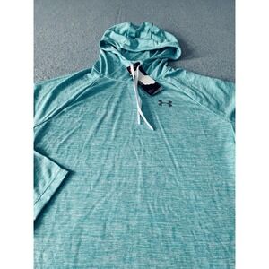 Under Armour Heatgear Turquoise Heathered Pullover Hoodie Long Sleeve Size Large